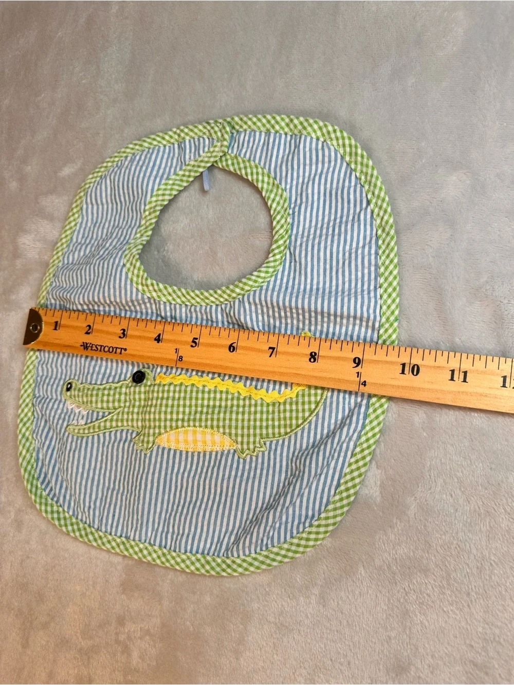 Mud Pie Blue & Green Alligator Striped Baby Bib